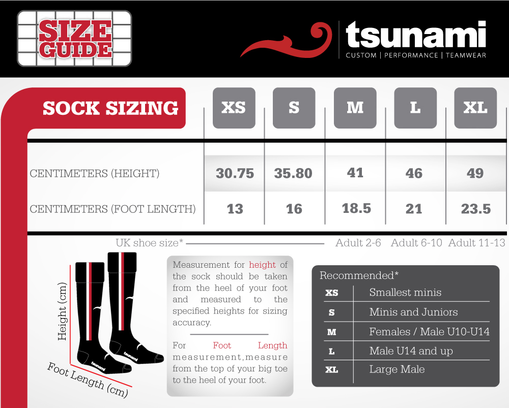 Elite Socks Size Chart